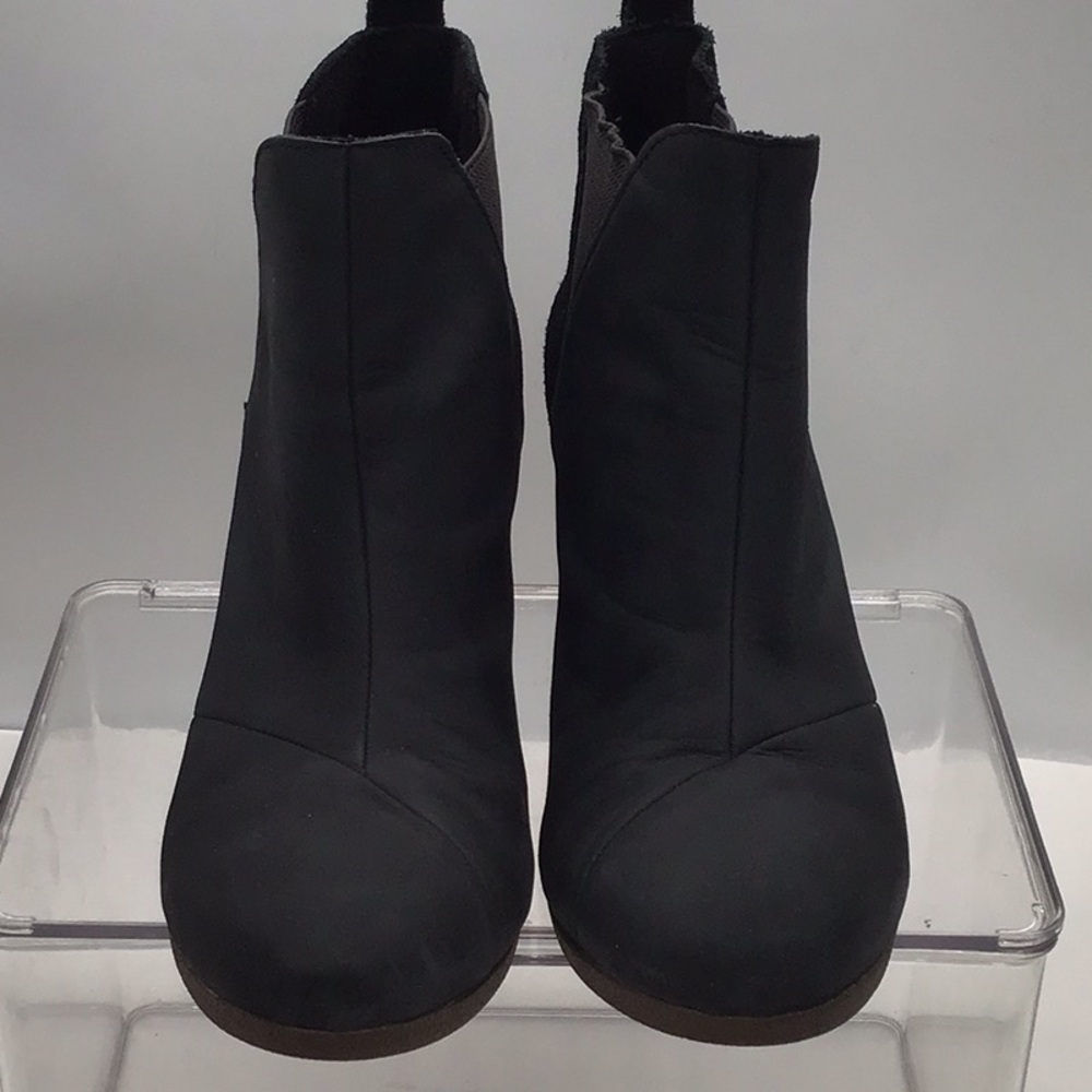 Toms Black Suede/Leather Wedge Heel Ankle Boot - Picture 5 of 15
